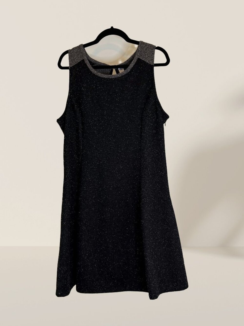 Old Navy Black Speckled Knit Sleeveless Sheath Dress Sz XL | Work Dress
